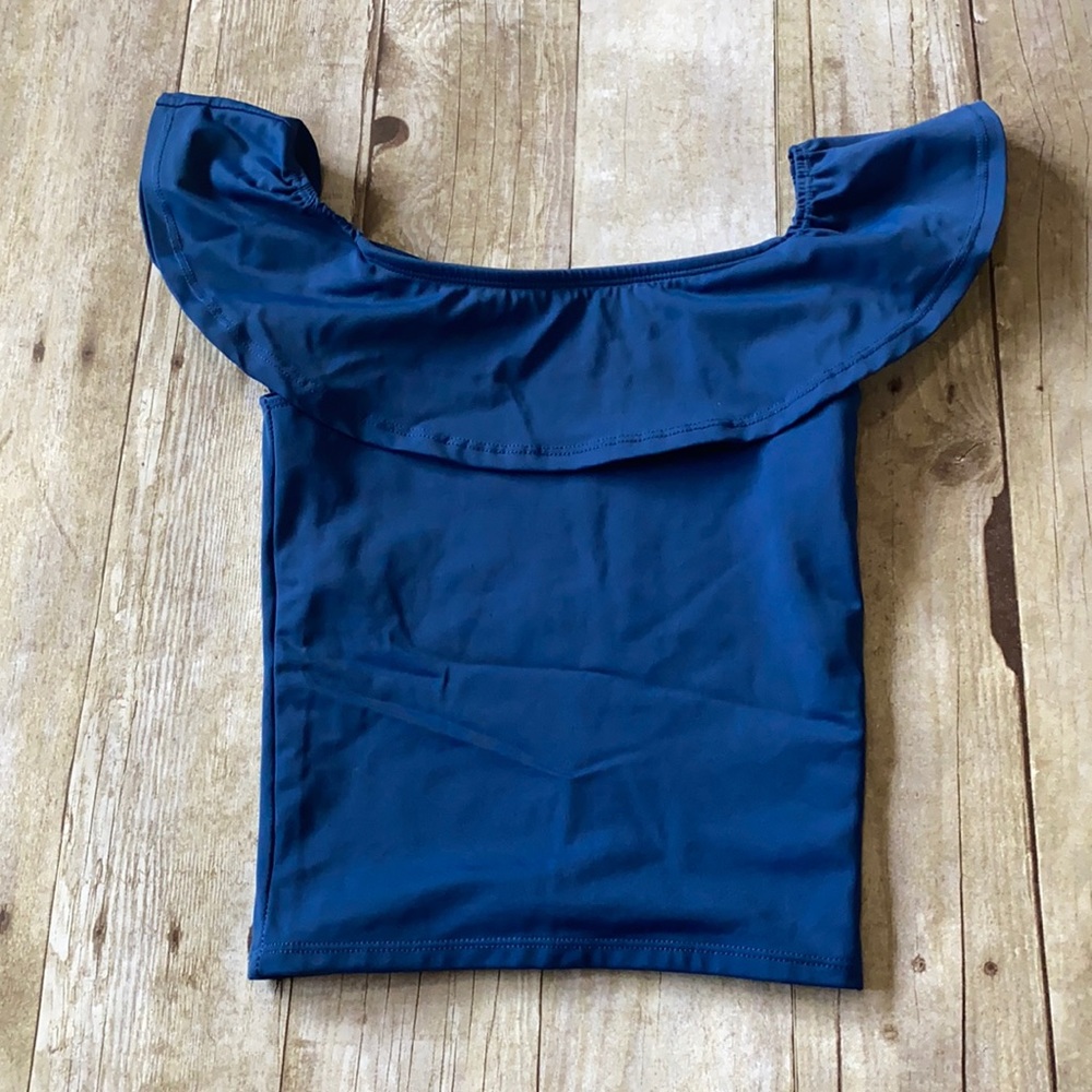 Girls Kortni Jeane navy blue ruffled around top size 7-8